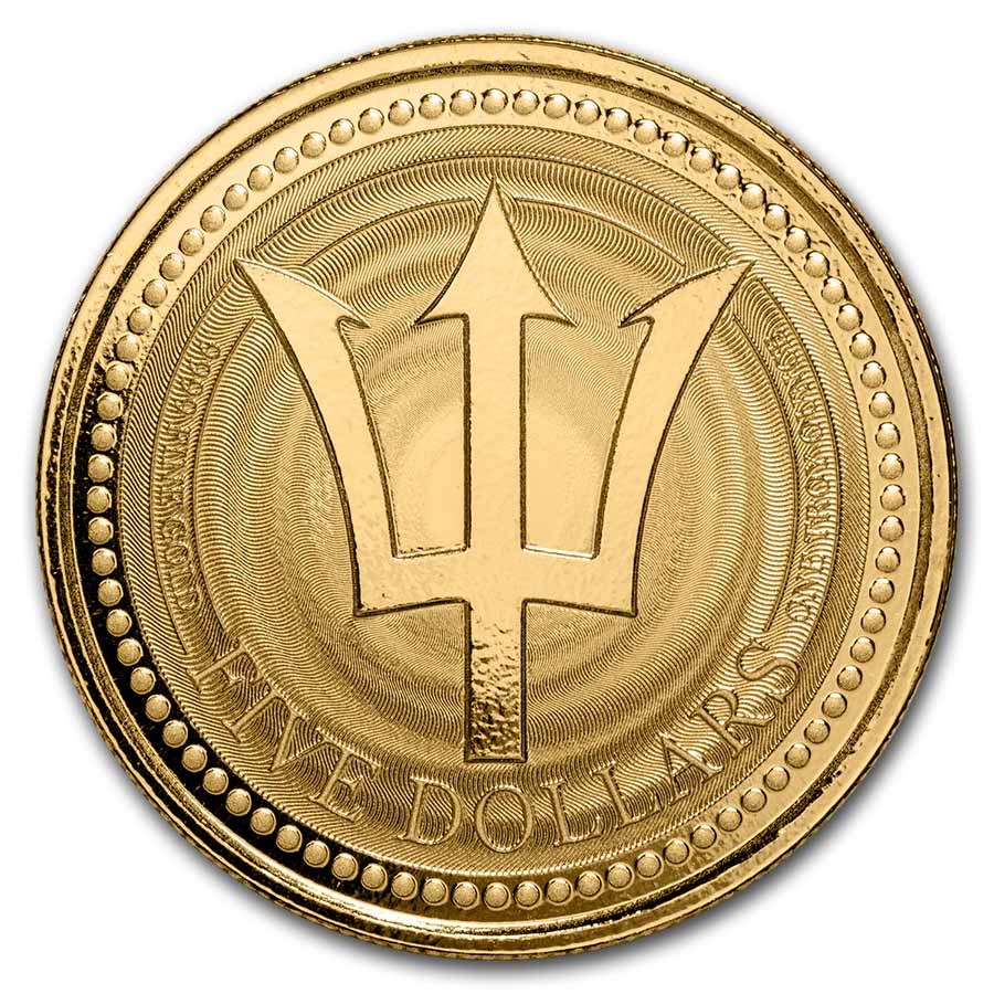 2021 Barbados 1 oz Gold Trident BU
